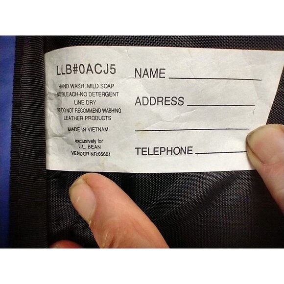 LL Bean Travel Bag Snowshoe 10x33” Blue Black Side Zip Carry Case Only - Picture 4 of 8